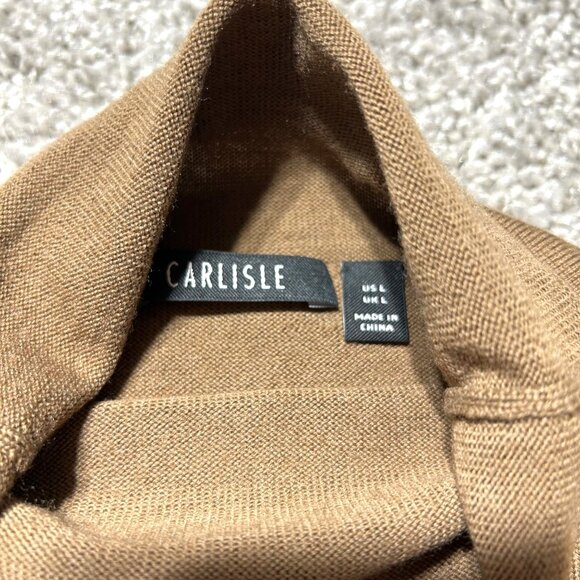 Carlisle Women's Sz Large Sleeveless Brown Turtleneck Top 100% Merino Wool - Picture 5 of 8